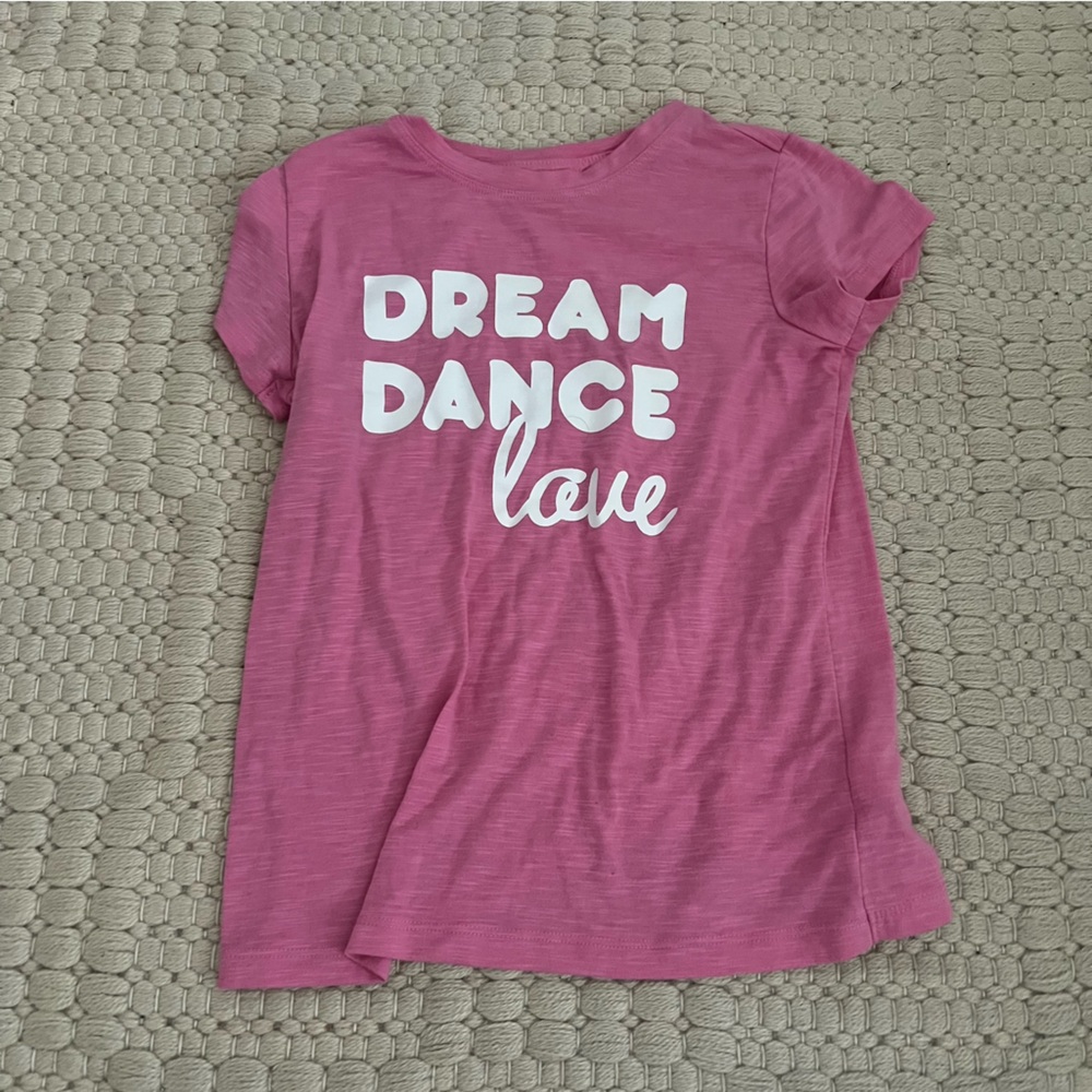 Pink Graphic Tee with Dream Dance Love Print